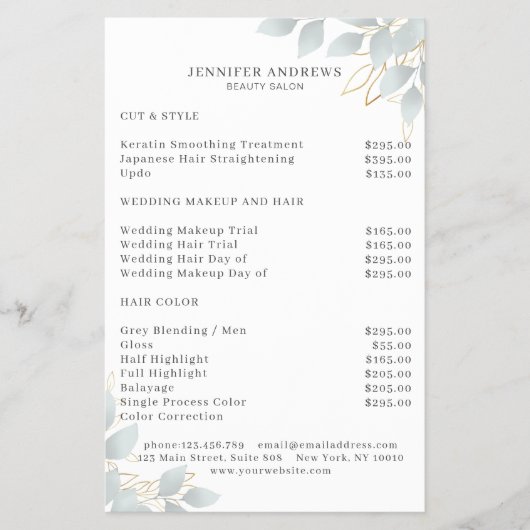 Modern White Grey Leafy Flyer (Vorne)