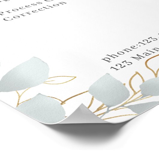 Modern White Grey Leafy Poster (Ecke)