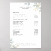 Modern White Grey Leafy Poster (Vorne)