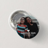 Modern White Heart Best Friend Friendship Foto Button (Vorne & Hinten)