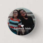Modern White Heart Best Friend Friendship Foto Button (Vorderseite)