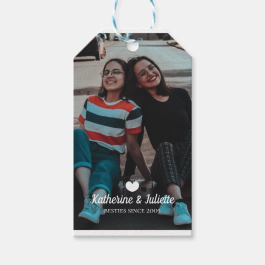 Modern White Heart Best Friend Friendship Foto Geschenkanhänger (Vorderseite)