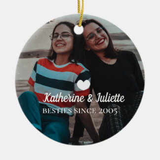 Modern White Heart Best Friend Friendship Foto Keramik Ornament
