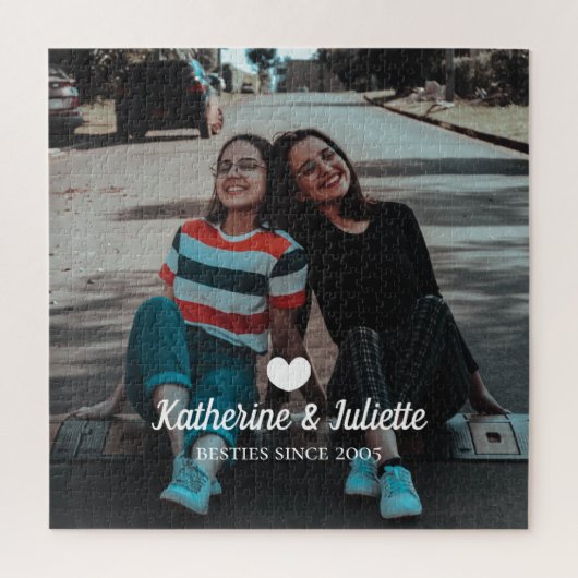 Modern White Heart Best Friend Friendship Foto Puzzle (Vertikal)