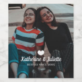 Modern White Heart Best Friend Friendship Foto Weinetikett (Einzelnes Label)