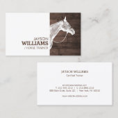 Modern White Horse Motif auf Rustic Brown Woodgrai Visitenkarte (Vorne/Hinten)