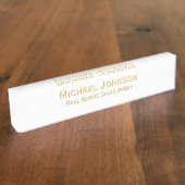 Modern White Imitats Gold Beruflich Office Titel Namensplakette (Seite)
