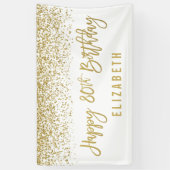 Modern White Imitats Gold Glitzer 80. Geburtstag Banner (Vertikal)