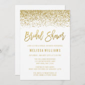 Modern White Imitats Gold Glitzer Brautparty Einladung (Vorne/Hinten)