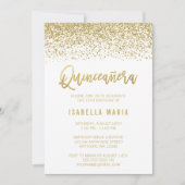 Modern White Imitats Gold Glitzern Quinceanera Einladung (Vorderseite)