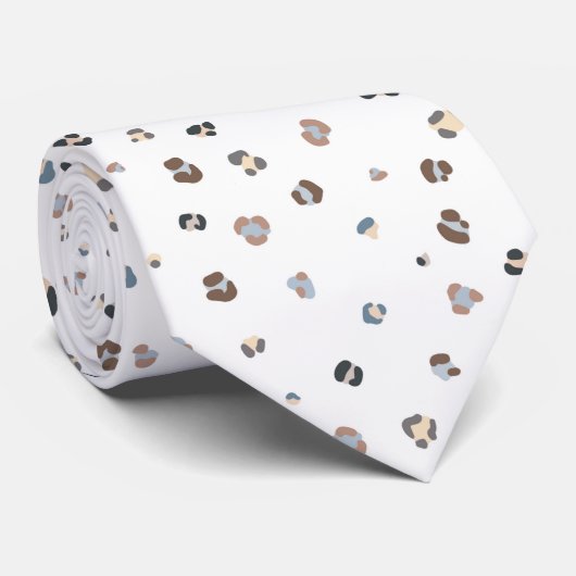 Modern White Leopard Print Krawatte (Gerollt)
