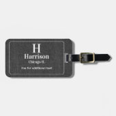  Modern White Lettering on Black Denim Print Gepäckanhänger (Vorderseite horizontal)