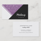 Modern White Lila Glitzer Schwarzes Dreieck Visitenkarte (Vorne/Hinten)