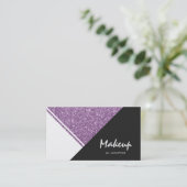 Modern White Lila Glitzer Schwarzes Dreieck Visitenkarte (Stehend Vorderseite)