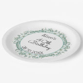 Modern White Magnolia Greenery 40. Geburtstag Pappteller (Schrägansicht)