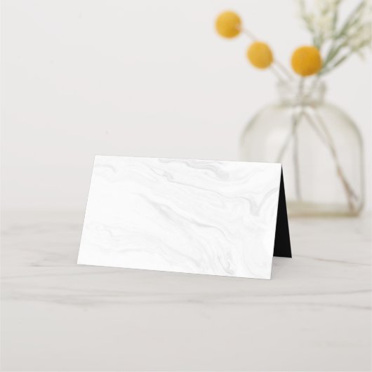 Modern White Marble Gold Script | Hochzeit Platzkarte (Rückseite)