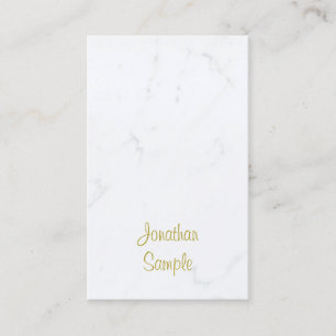 Modern White Marble Gold Script Luxuriös Schlicht Visitenkarte