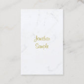 Modern White Marble Gold Script Luxus Template Visitenkarte (Vorderseite)