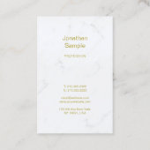Modern White Marble Gold Script Luxus Template Visitenkarte (Rückseite)