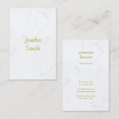 Modern White Marble Gold Script Luxus Template Visitenkarte (Vorne/Hinten)