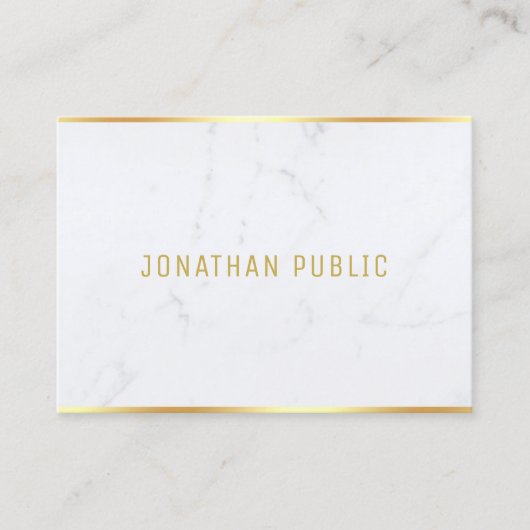 Modern White Marble Gold Text Template Elegant Visitenkarte (Vorderseite)