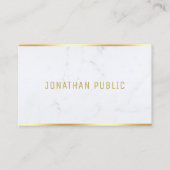 Modern White Marble Gold Text Template Elegant Visitenkarte (Vorderseite)