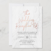 Modern White Marble Rose Gold Script | Hochzeit Einladung (Vorderseite)