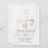 Modern White Marble Rose Gold Script | Hochzeit Einladung (Vorderseite)