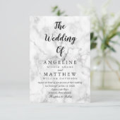 Modern White Marble Script| Einladung zur Hochzeit (Stehend Vorderseite)