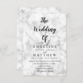 Modern White Marble Script| Einladung zur Hochzeit (Vorne/Hinten)