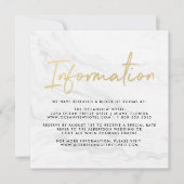 Modern White Marble Script | Hochzeitsinformatione Einladung (Vorderseite)
