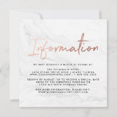 Modern White Marble Script | Hochzeitsinformatione Einladung (Vorderseite)