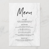 Modern White Marble Script | Hochzeitsmenü Menükarte (Vorderseite)