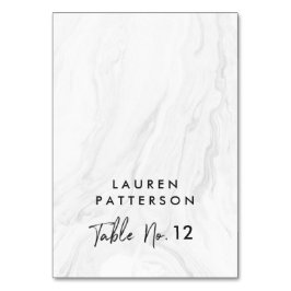 Modern White Marble Script | Hochzeitsort Tischnummer