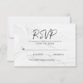 Modern White Marble Script | RSVP-Hochzeitkarte RSVP Karte (Vorderseite)