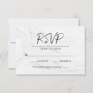 Modern White Marble Script RSVP-Hochzeitkarte RSVP Karte