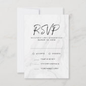 Modern White Marble Script | RSVP-Menü für Hochzei RSVP Karte (Vorderseite)