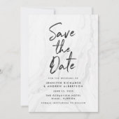 Modern White Marble Script Save the Date (Vorderseite)