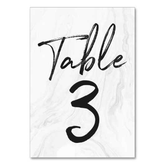 Modern White Marble Script | TISCHNUMMER 3 (Rückseite)