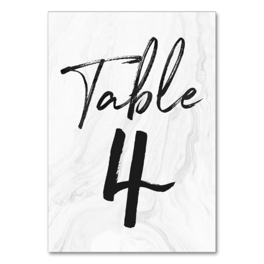 Modern White Marble Script | TISCHNUMMER 4 (Rückseite)