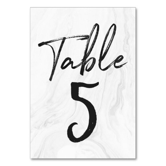 Modern White Marble Script | TISCHNUMMER 5 (Vorderseite)