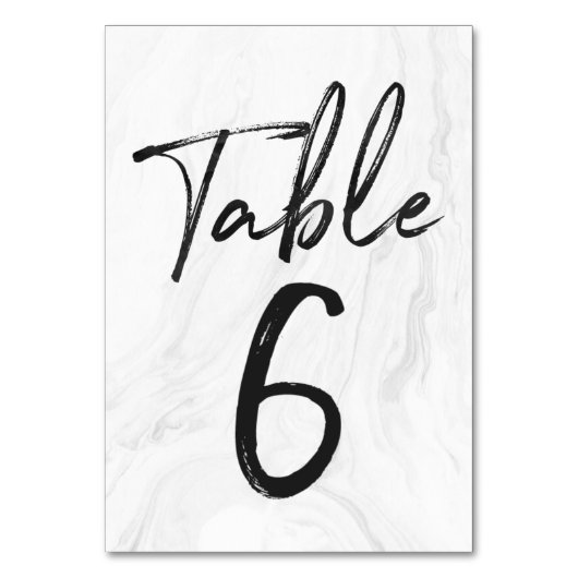 Modern White Marble Script | TISCHNUMMER 6 (Rückseite)