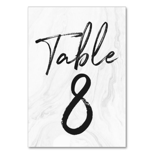 Modern White Marble Script | TISCHNUMMER 8 (Rückseite)