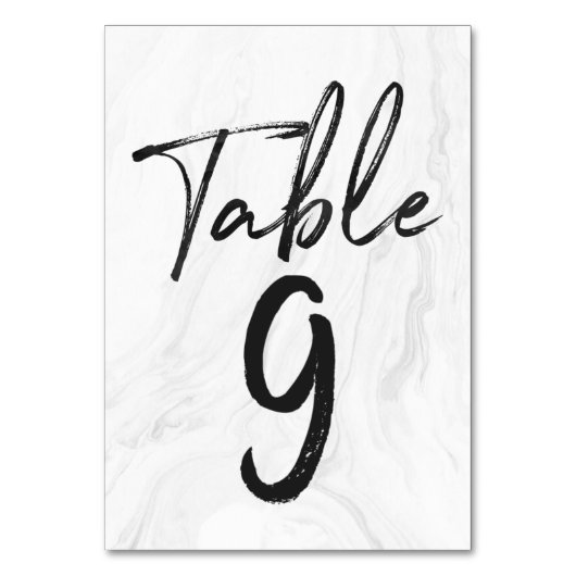 Modern White Marble Script | TISCHNUMMER 9 (Rückseite)