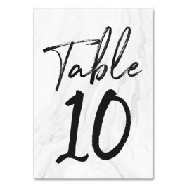 Modern White Marble Script | Tischnummer Card 10