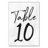 Modern White Marble Script | Tischnummer Card 10 (Vorderseite)
