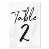 Modern White Marble Script | Tischnummer Card 2 (Vorderseite)
