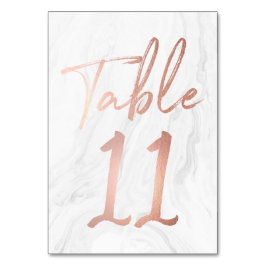 Modern White Marble Script | Tischnummer-Karte 11 Tischnummer