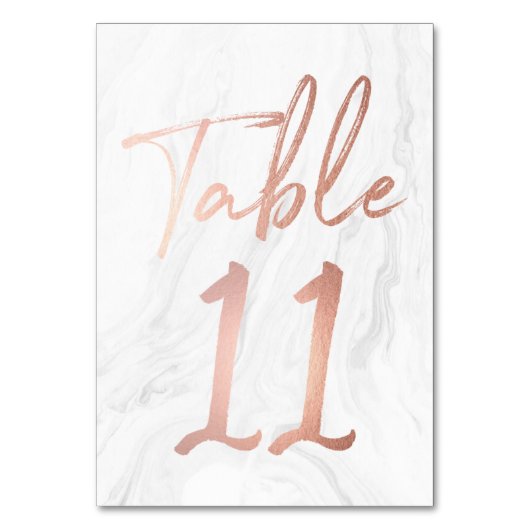 Modern White Marble Script | Tischnummer-Karte 11 Tischnummer (Rückseite)