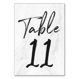 Modern White Marble Script | Tischnummer-Karte 11 Tischnummer